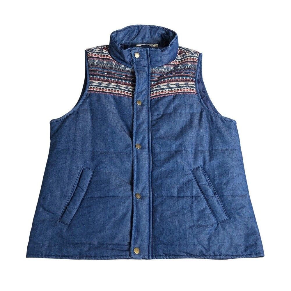 Andree By Unit Vest Women Medium Blue Puffer‎ Southwestern Western Cowgirl Boho